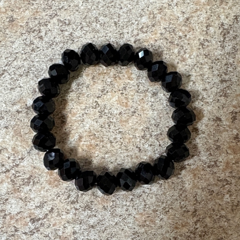 Elegant Black Beaded Stretchy Bracelet